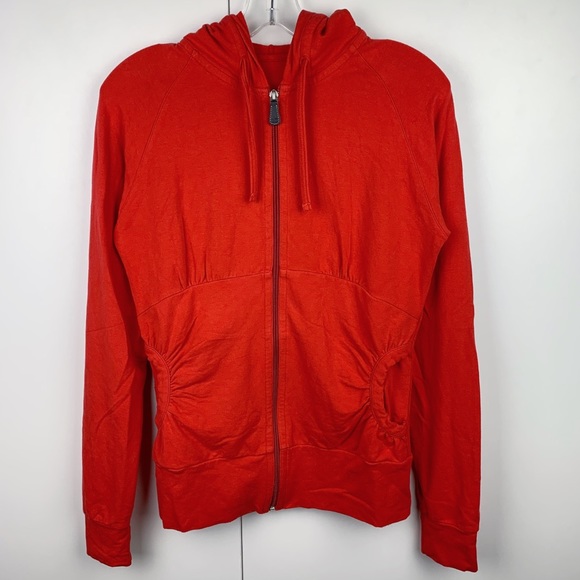 ALO Yoga Zip Hoodie Sweatshirt Blood Orange Red Medium Active Athletic - Picture 1 of 6